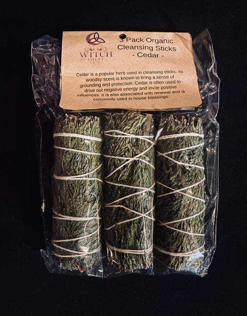 3 Pack Cedar Organic Cleansing Stick - Witch Chest