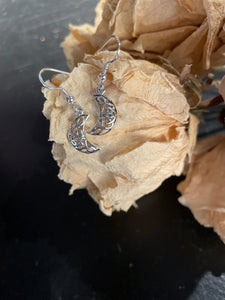 Crescent Moon Celtic Knot Earrings - Sterling Silver - Witch Chest