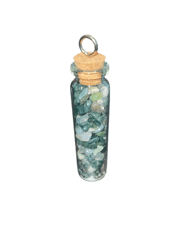 Moss Agate Crystal Chip Jar - Witch Chest