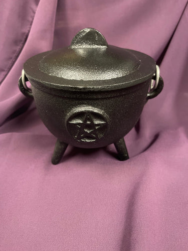 Pentacle Cast Iron Cauldron - Witch Chest