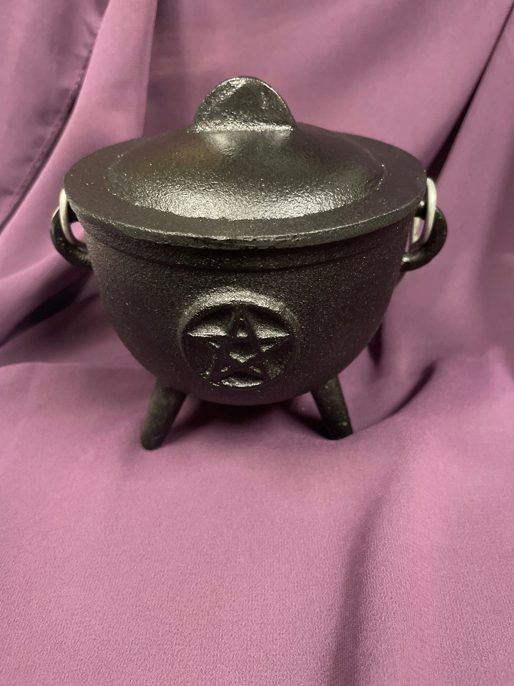 Pentacle Cast Iron Cauldron - Witch Chest