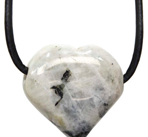 Rainbow Moonstone Puffed Heart Necklace - Witch Chest