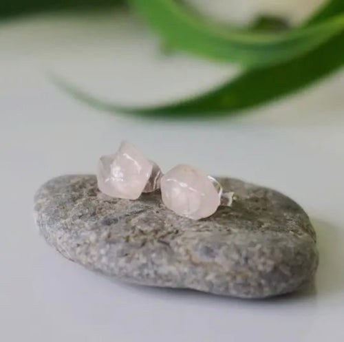 Rose Quartz Earrings By Raw Stone Elegance (Toronto) - Witch Chest