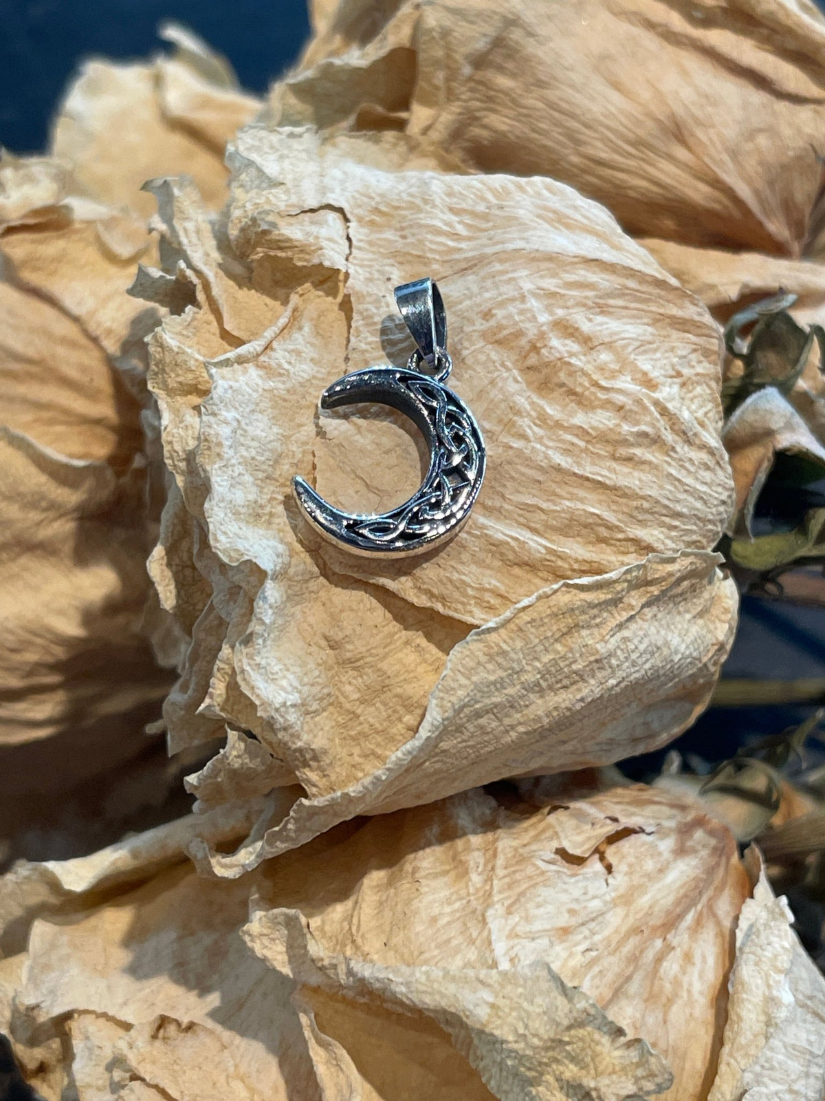Sterling Silver Crescent Moon Pendant - Witch Chest