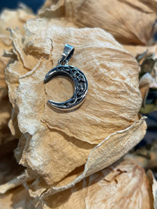 Sterling Silver Crescent Moon Pendant - Witch Chest