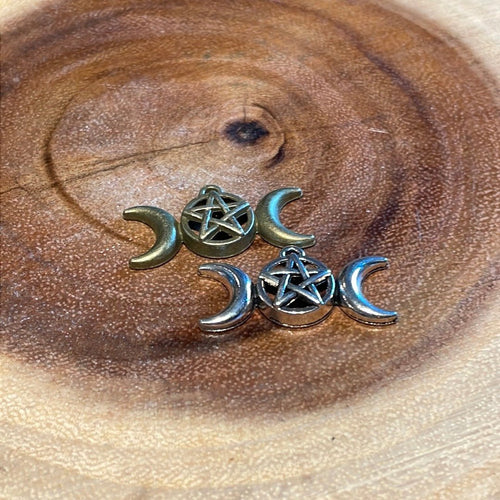 Triple Moon & Pentacle Spell Bottle Charm - 1 Charm - Witch Chest