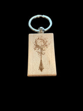 Load image into Gallery viewer, Wooden Laser Engraved Keychain by Blaise the Witch - Witch Chest