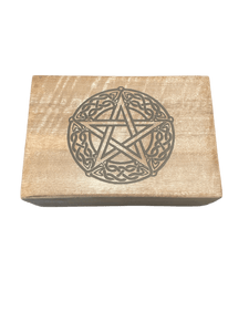 Wooden Laser Engraved Pentacle Box - Witch Chest