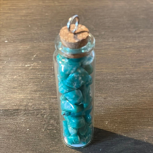 Amazonite Crystal Chips Jar - Witch Chest
