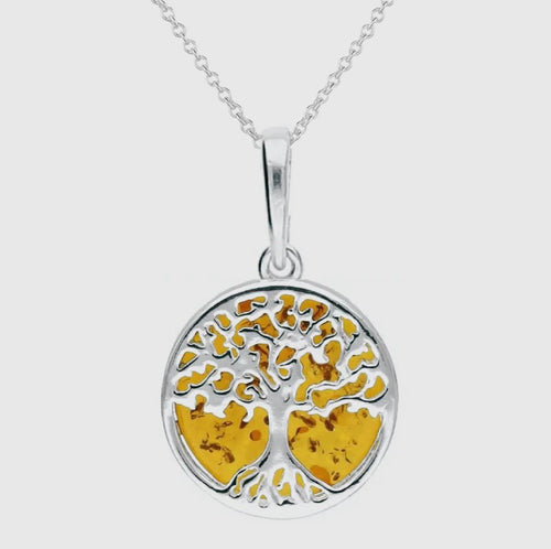 Amber Tree Of Life Chain - Sterling Silver - Witch Chest