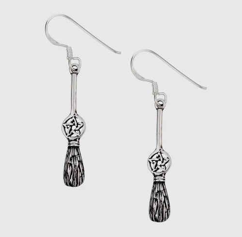 Besom Pentacle Earrings - Sterling Silver - Witch Chest