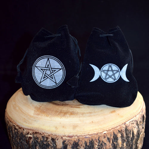 Black Velvet Bags With Design - 2 Types - Witch Chest