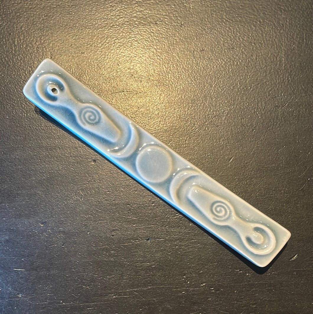 Ceramic Blue Triple Moon Goddess Incense Stick Burner - Witch Chest
