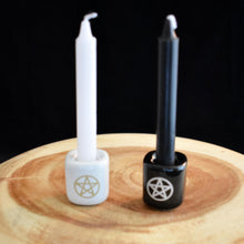 Load image into Gallery viewer, Ceramic Pentacle Chime Candle Holders - witchchest