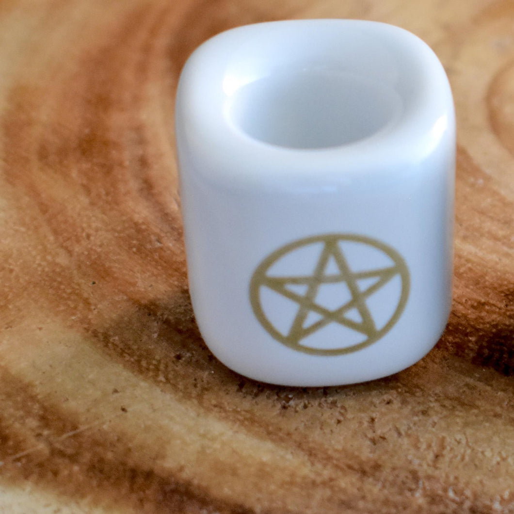 Ceramic Pentacle Chime Candle Holders - witchchest