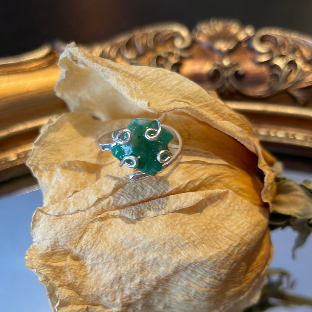 Natural raw clearance emerald ring