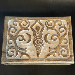 Goddess Triple Moon Wooden Box 5X7 - Witch Chest