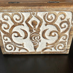 Goddess Triple Moon Wooden Box 5X7 - Witch Chest