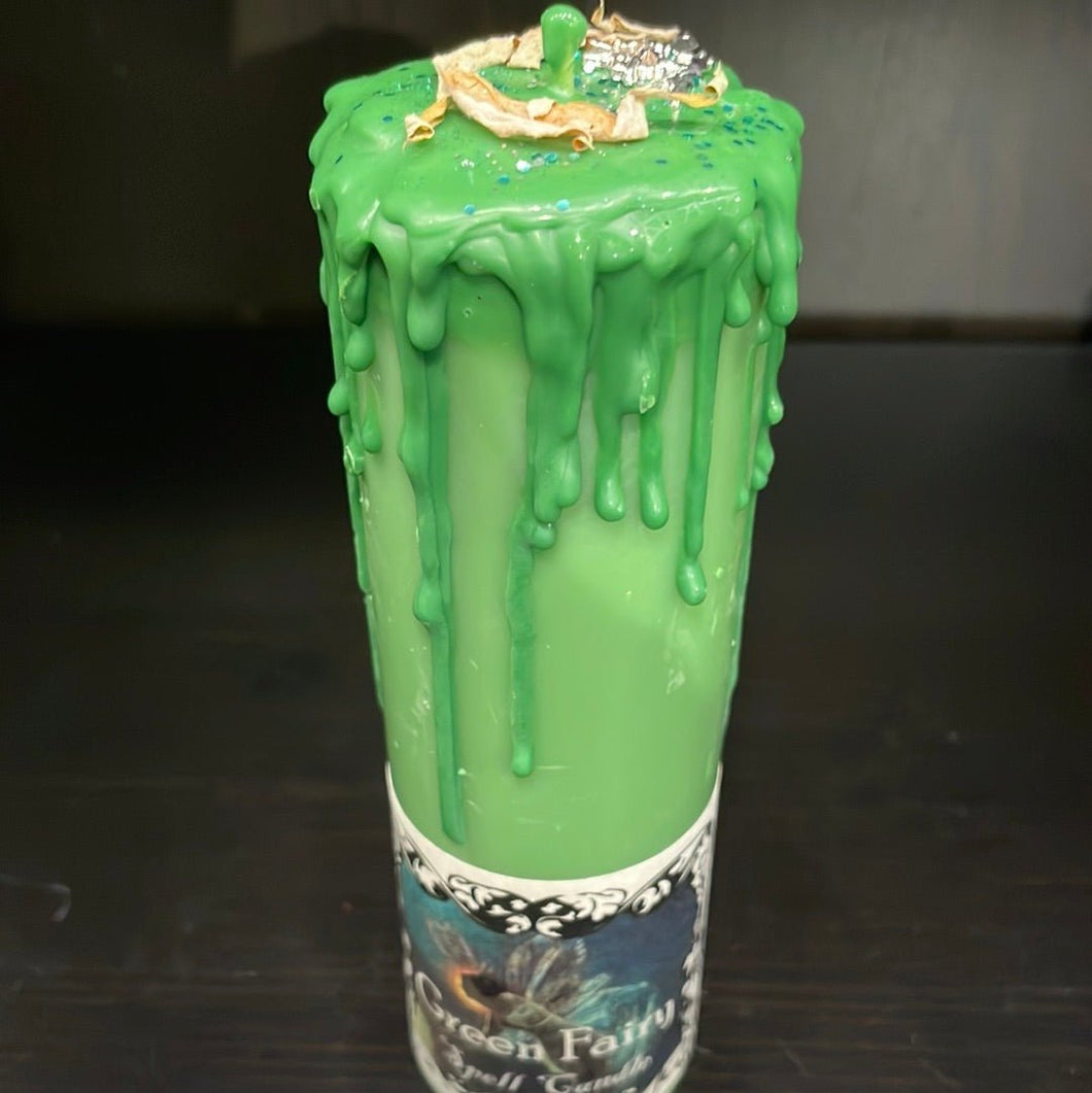 Green Fairy Pillar Candle - Madame Phoenix - Witch Chest