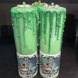 Green Fairy Pillar Candle - Madame Phoenix - Witch Chest
