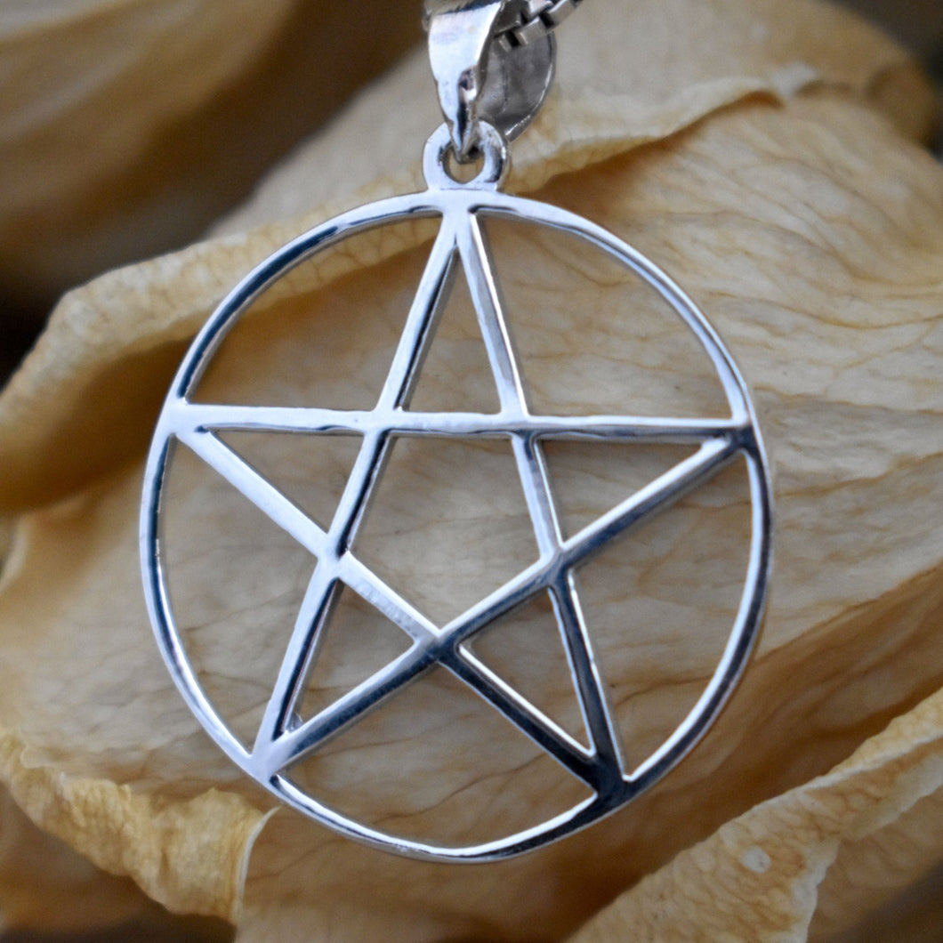 Large Sterling Silver Pentacle Pendant - Witch Chest