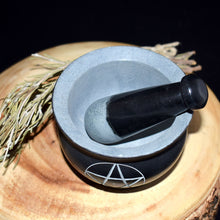 Load image into Gallery viewer, Medium Black Soapstone Mortar &amp; Pestle With Pentacle - Witch Chest