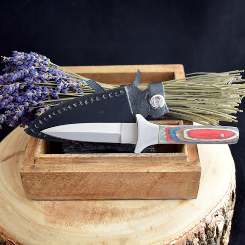 Multi Coloured Wooden Handled Athame - witchchest