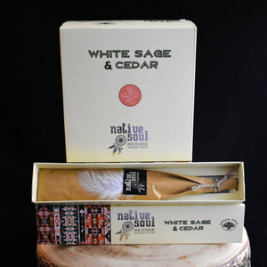 Native Soul White Sage & Cedar Incense Sticks - 1 box (15g) - witchchest