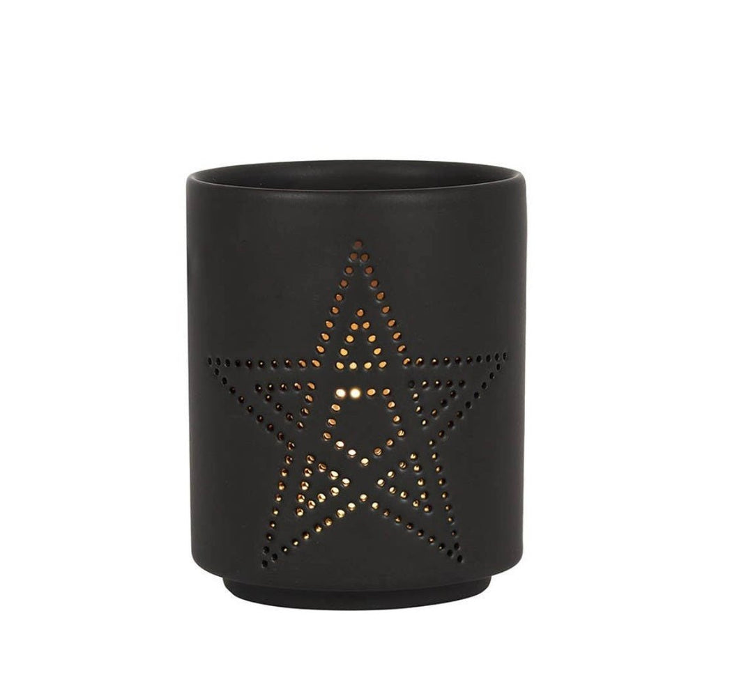Pentacle Cut Out Tealight Holder - Witch Chest
