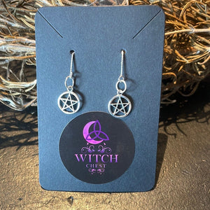 Pentacle Threader Earrings - Sterling Silver - Witch Chest