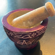 Load image into Gallery viewer, Purple Soapstone Triple Moon Mortar &amp; Pestle - Witch Chest