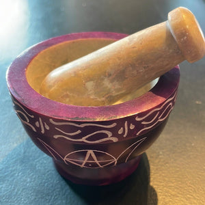 Purple Soapstone Triple Moon Mortar & Pestle - Witch Chest