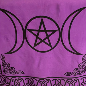 Purple Triple Moon With Pentacle Altar Cloth - Witch Chest