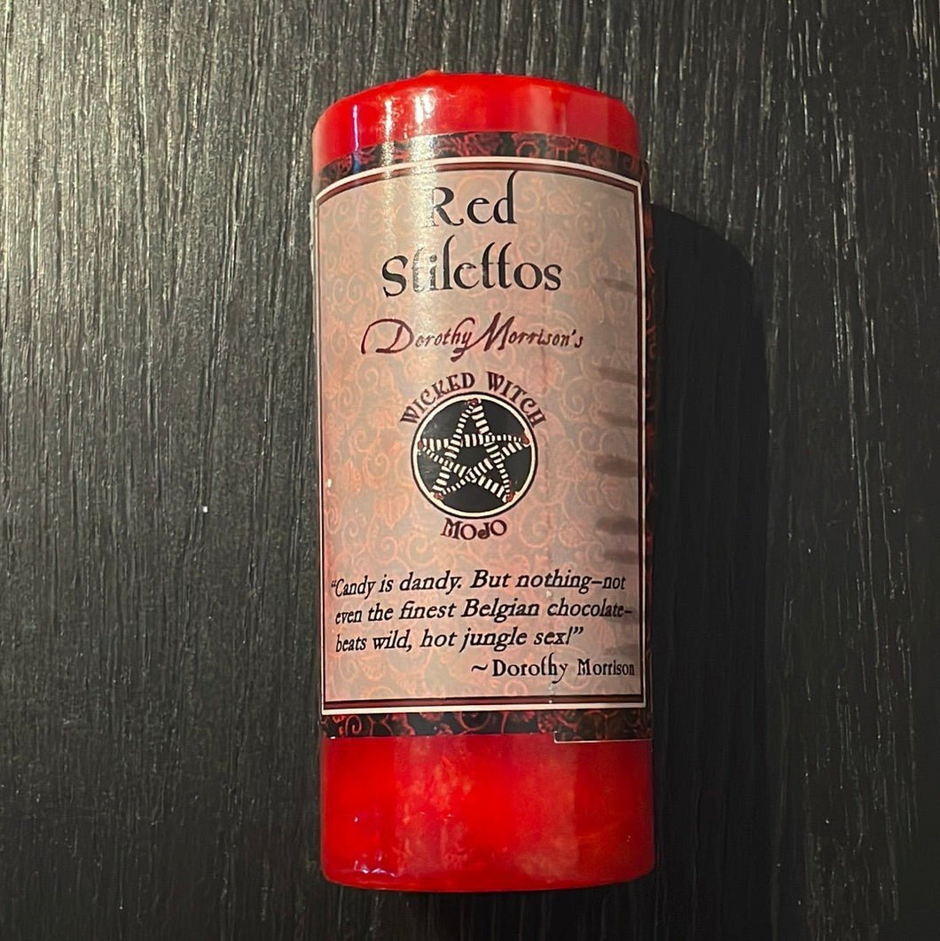 Red Stilettos - Dorothy Morrison’s Wicked Witch Mojo Spell Candles By Coventry Creations - Witch Chest