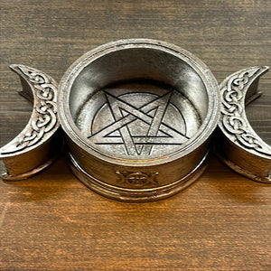 Resin Triple Moon Candle Holder - Witch Chest