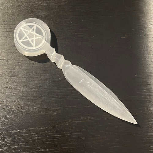 Selenite Athame With Penatcle - Witch Chest