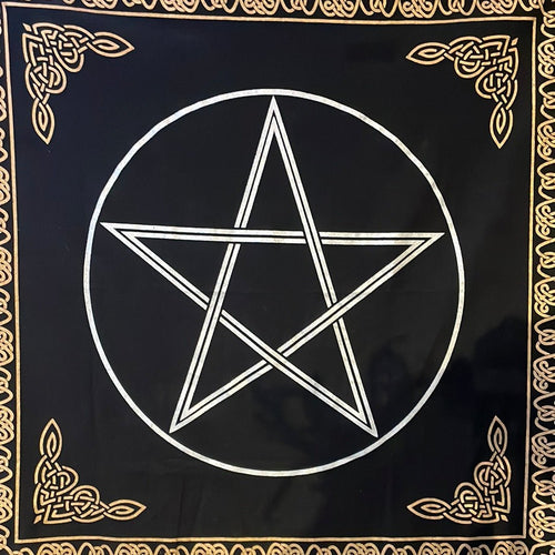 Silver & Gold Pentacle Altar Cloth - Witch Chest