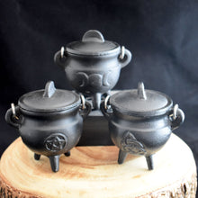 Load image into Gallery viewer, Small Cast Iron Cauldron With Lid - 3 Types - witchchest