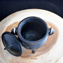 Load image into Gallery viewer, Small Cast Iron Triple Moon Cauldron With Lid - witchchest