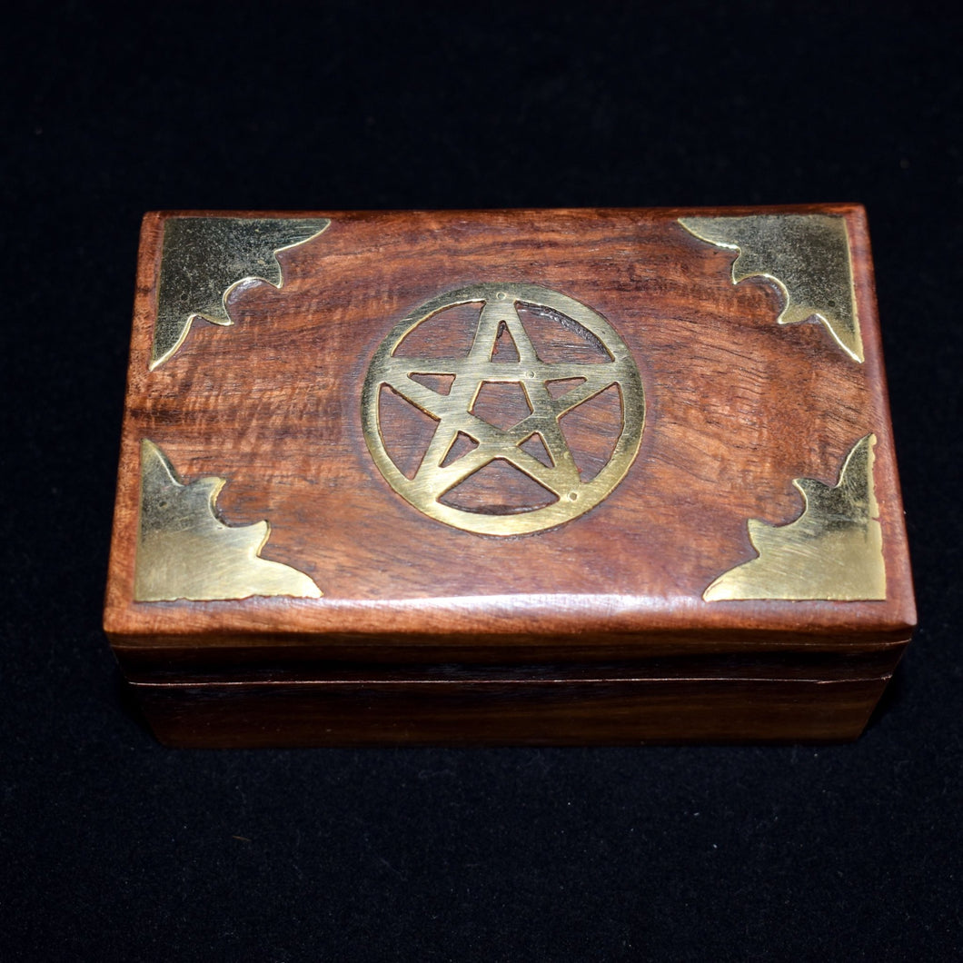 Small Wooden Pentacle Box - witchchest