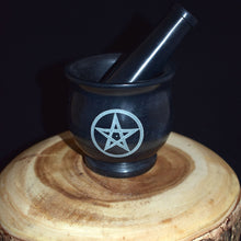 Load image into Gallery viewer, Soapstone Mortar &amp; Pestle with Pentacle - witchchest