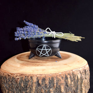Soapstone Pentacle Smudge Pot - witchchest