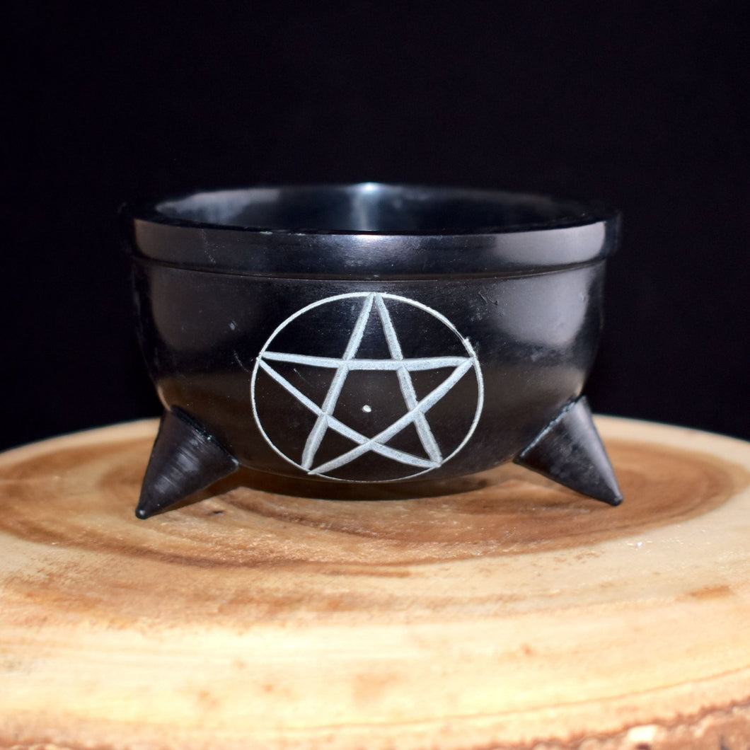 Soapstone Pentacle Smudge Pot - witchchest