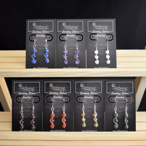Sterling Silver Double Helix Crystal Earrings By All Charmed (Ottawa) - 9 Types - witchchest