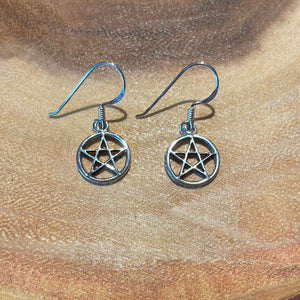 Sterling Silver Pentacle Earrings - Witch Chest