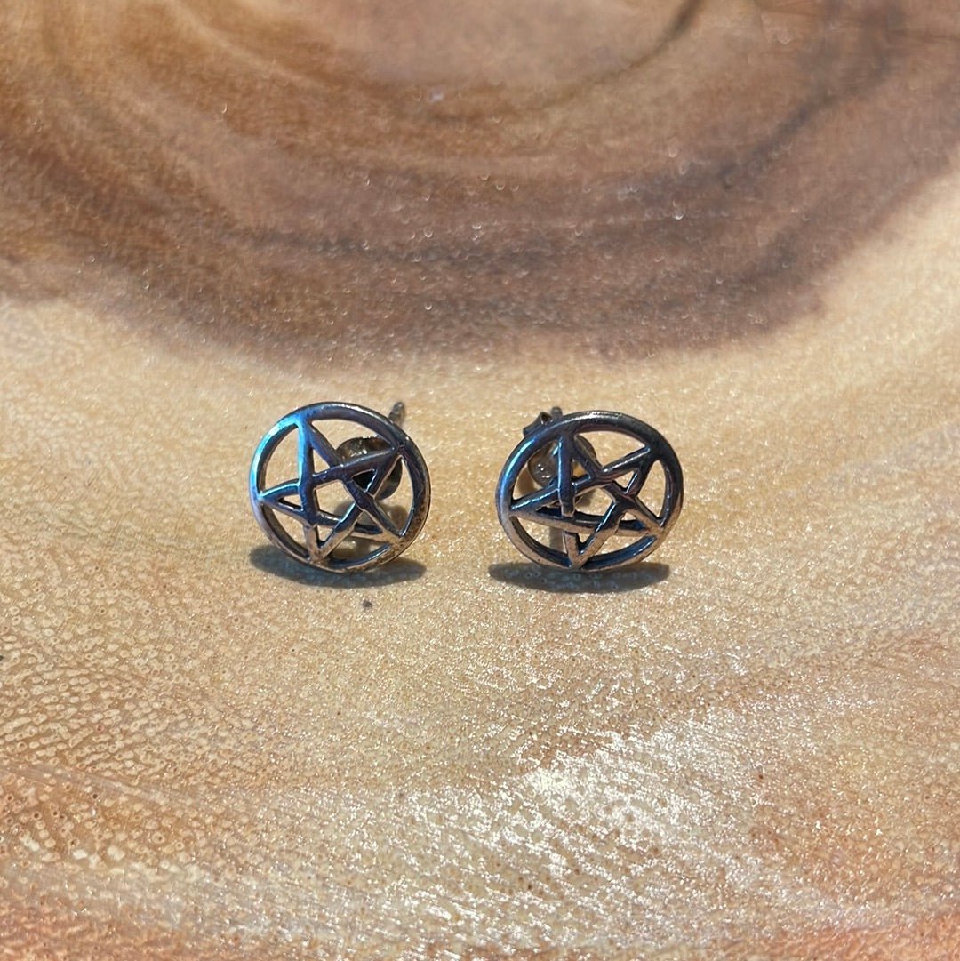 Sterling Silver Pentacle Studs - Witch Chest