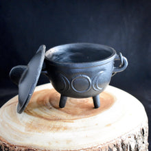 Load image into Gallery viewer, Triple Moon Cast Iron Cauldron - Witch Chest