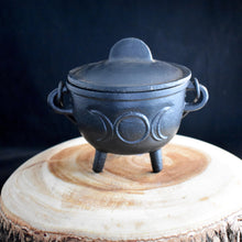 Load image into Gallery viewer, Triple Moon Cast Iron Cauldron - Witch Chest