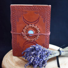 Load image into Gallery viewer, Triple Moon With Moonstone Leather Journal/Book Of Shadows - Witch Chest