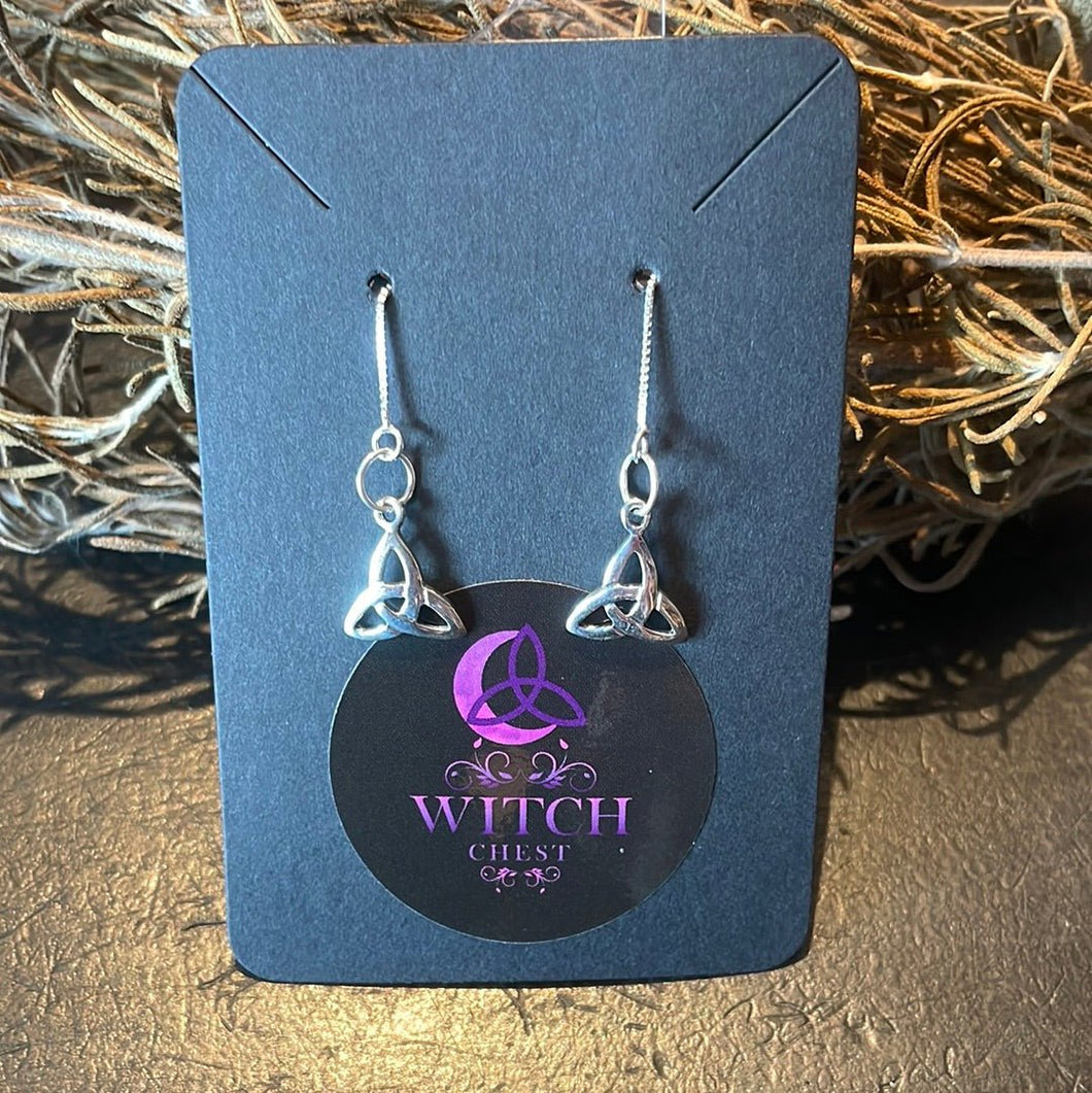 Triquetra Threader Earrings - Sterling Silver - Witch Chest